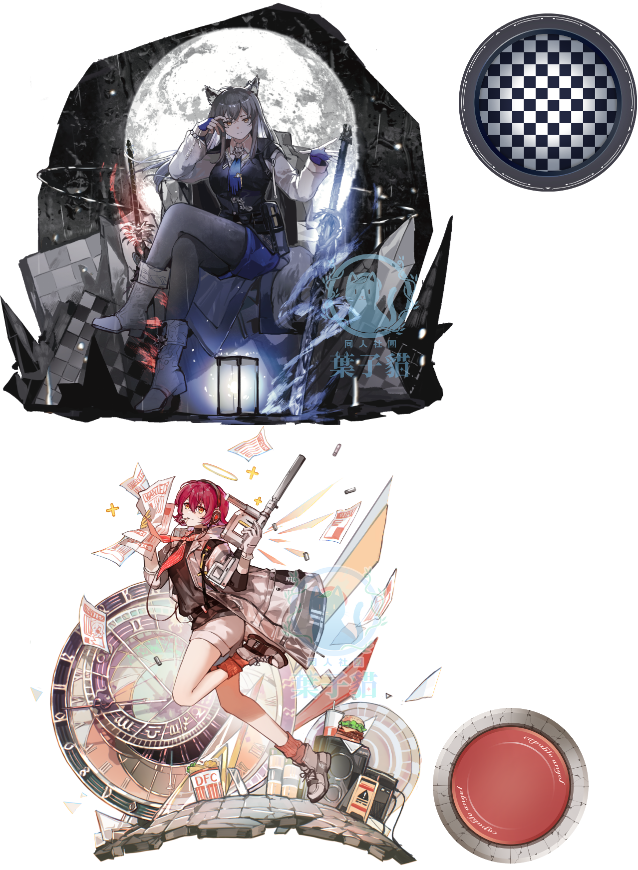 【非現貨】明日方舟 異格德克薩斯、能天使同人立牌 月亮下的狼王、KFP外送天使    委託畫師：茶谷子