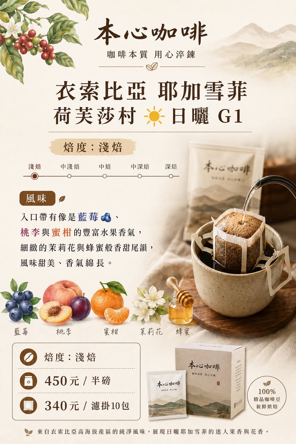 衣索比亞 耶加雪菲 荷芙莎村 日曬處理