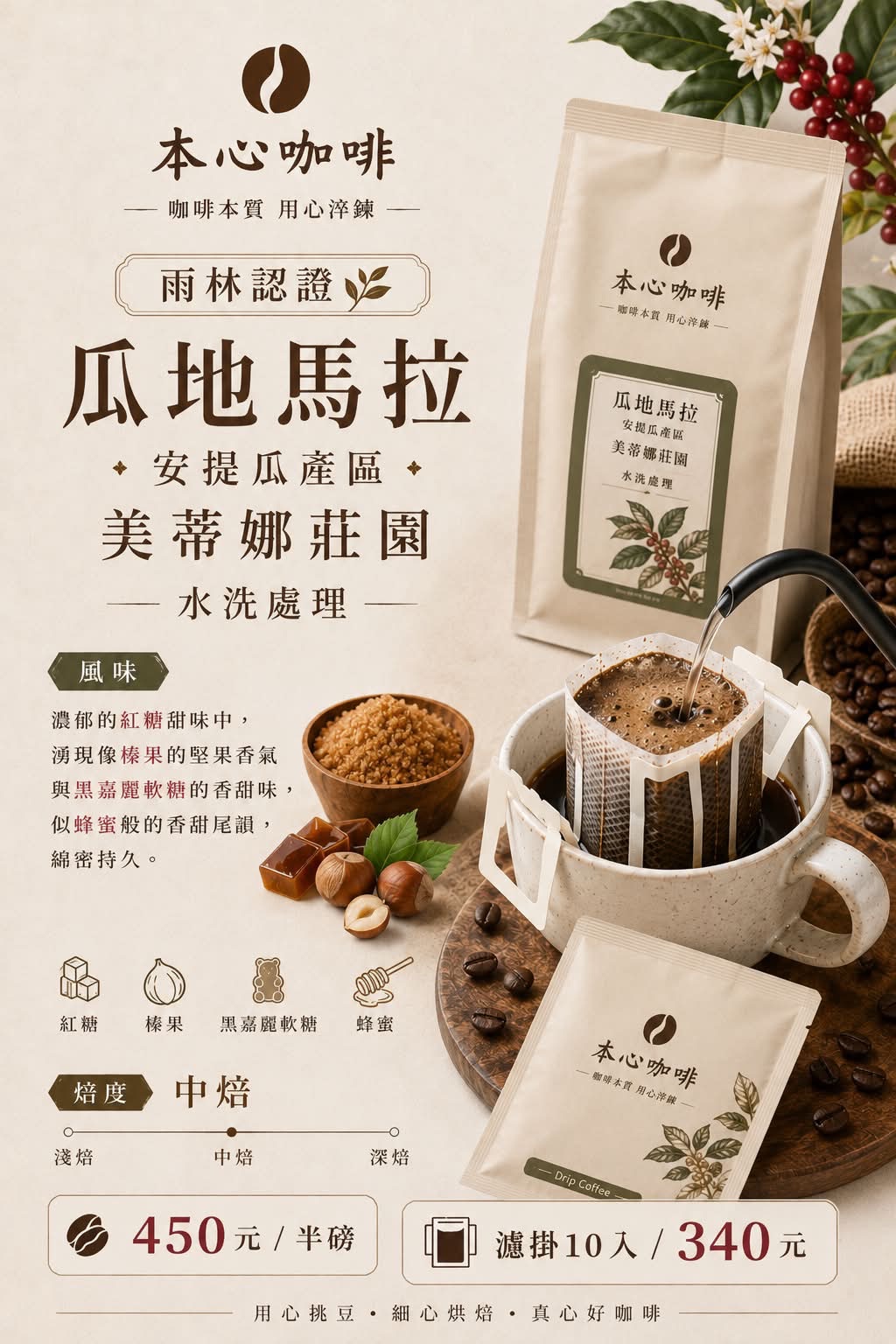 雨林認證 瓜地馬拉 美蒂娜莊園 水洗