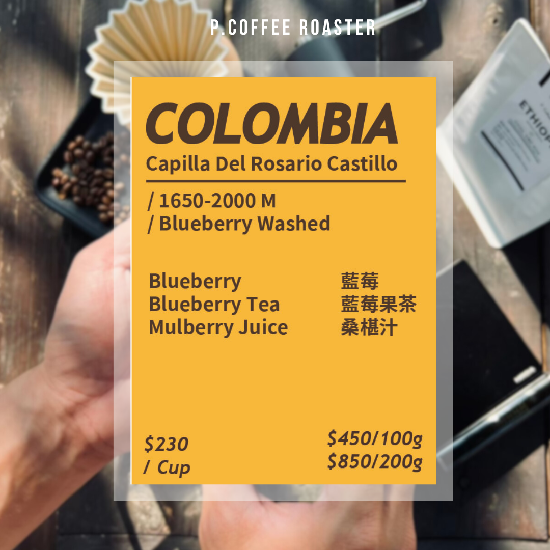 P. Coffee Roaster自家烘焙 哥倫比亞 玫瑰教堂莊園 藍莓特殊水洗（淺烘焙）