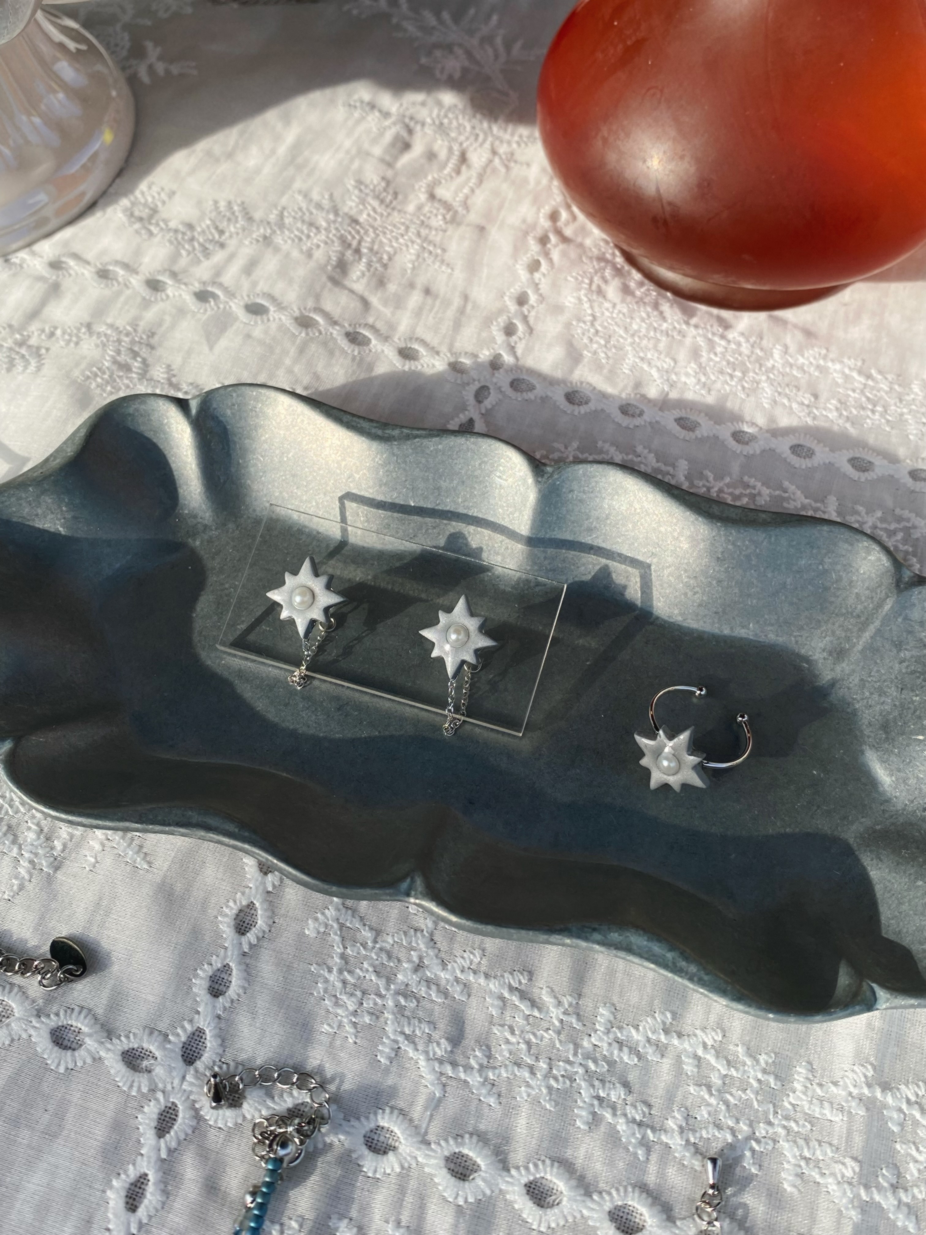 手作軟陶耳環戒指 Blue night系列 流星