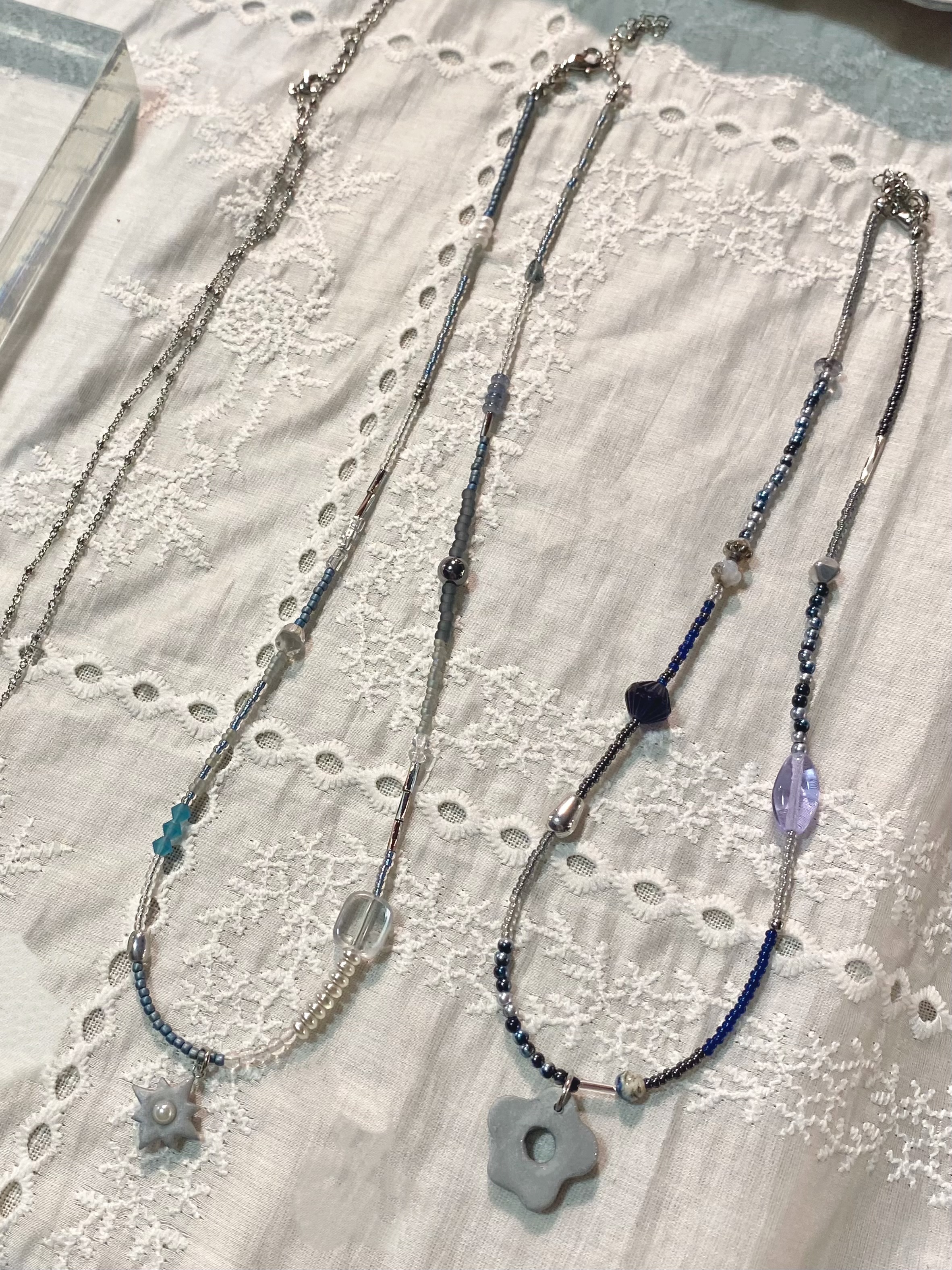 手作軟陶項鍊 blue night系列 流星 花花