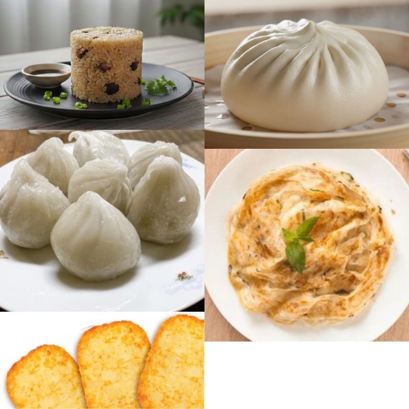 點心系列│純素│猴菇米糕、猴菇包子、蔬菜鍋貼、抓餅、薯餅