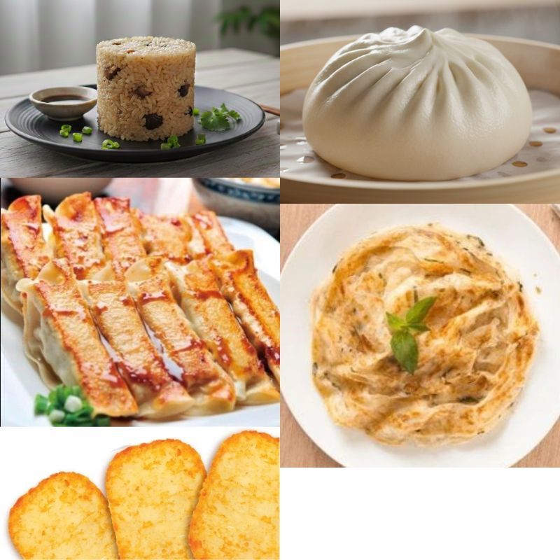 點心系列│純素│猴菇米糕、猴菇包子、蔬菜鍋貼、抓餅、薯餅