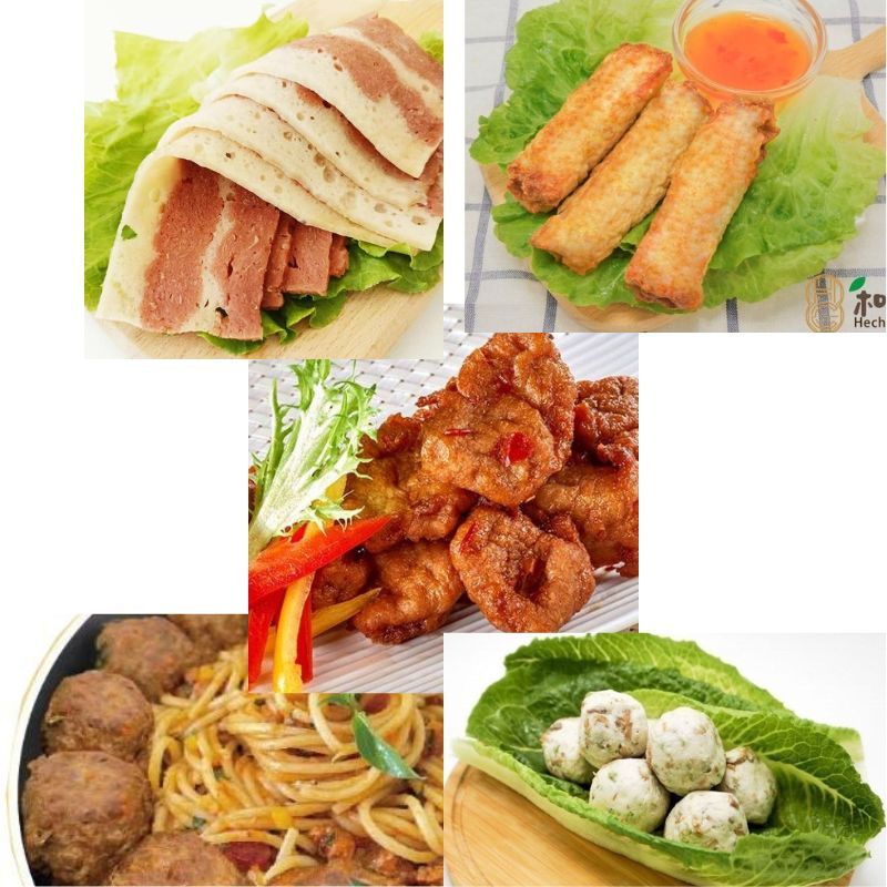 純素美食│純素│煙燻維根、泰式檸檬雞、花枝捲、瑞典素牛肉丸、翡翠杏鮑菇丸