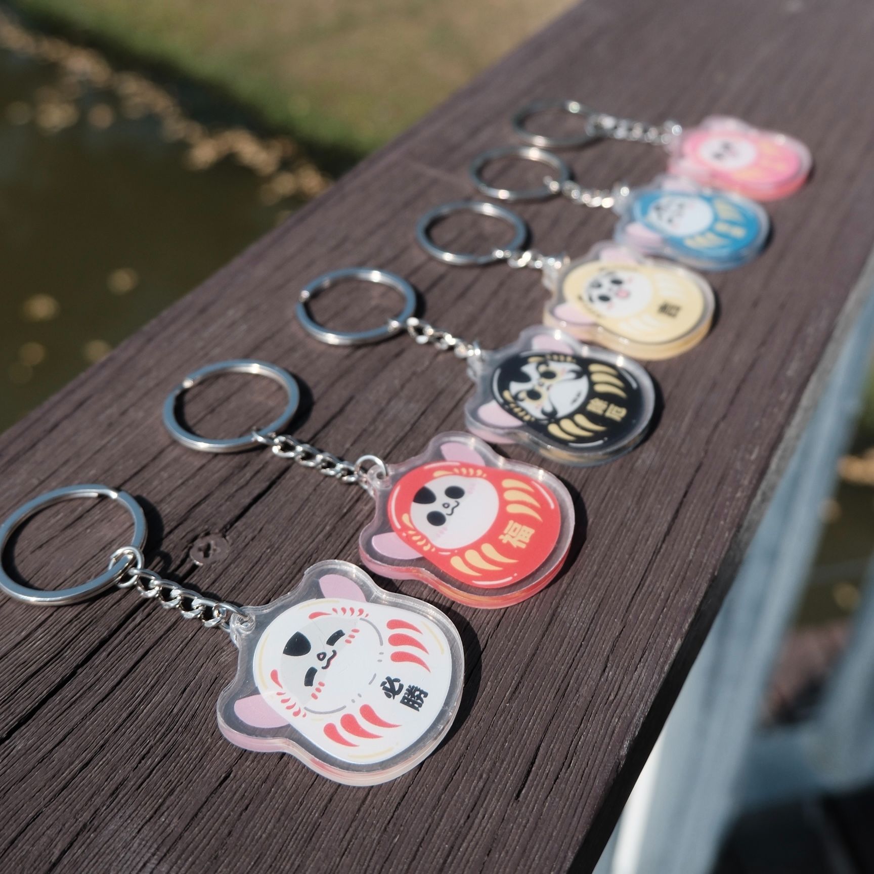 達摩粉圓壓克力鑰匙圈