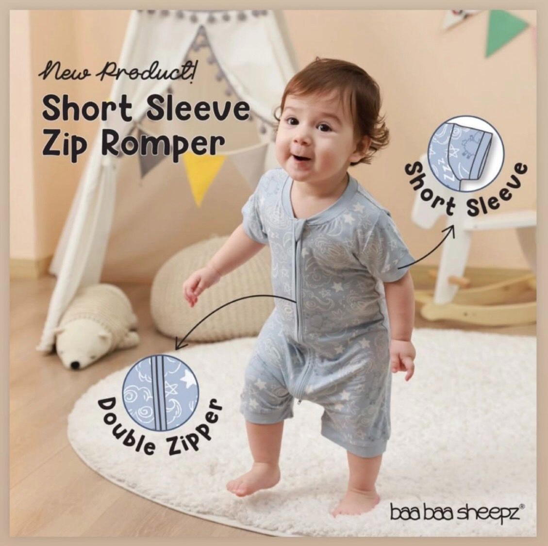 短袖拉鍊連身衣- 宇宙款