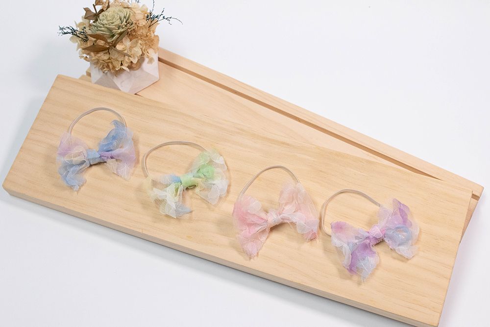 單層玫瑰網紗蝴蝶結