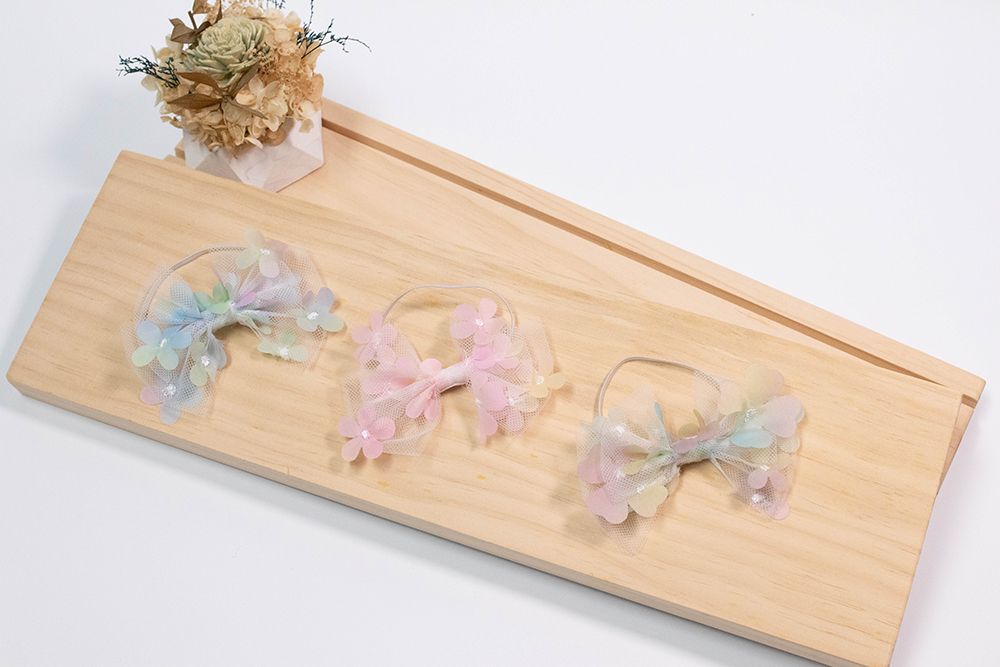 小花網紗蝴蝶結