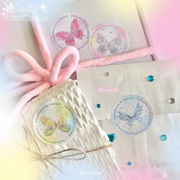 【透明觸角】4CM圓貼 Nabi超級仙蝴蝶封口貼💫 亮膜