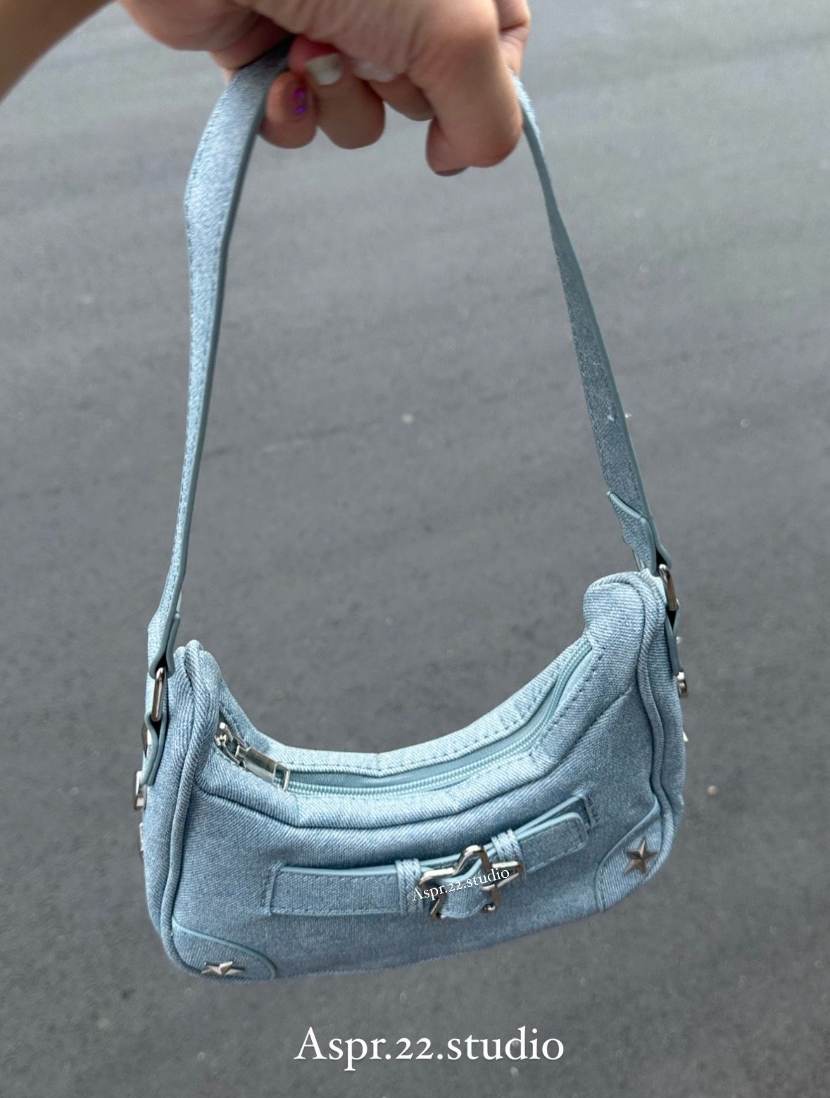 Y2K風復古牛仔星星單肩手提腋下包