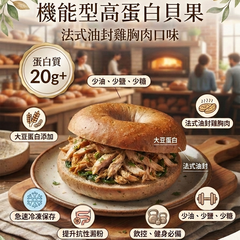 高蛋白法式油封雞胸肉貝果