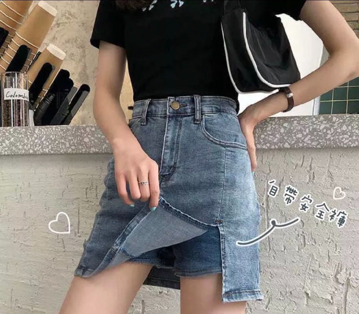 熱銷百搭自帶安全褲牛仔短裙🔥這款百搭顯瘦很可以🔥