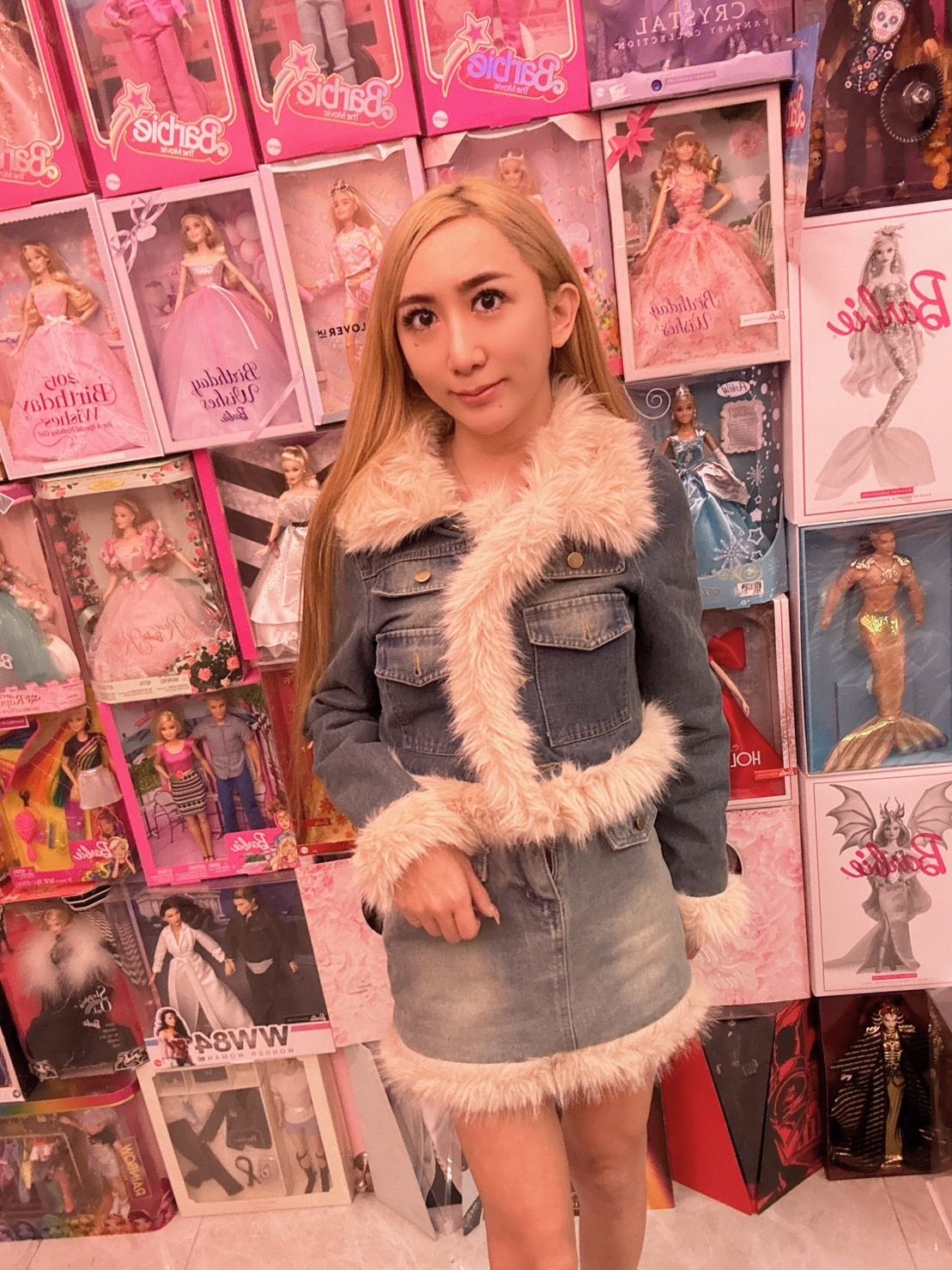 預購 牛仔高質感毛絨套裝