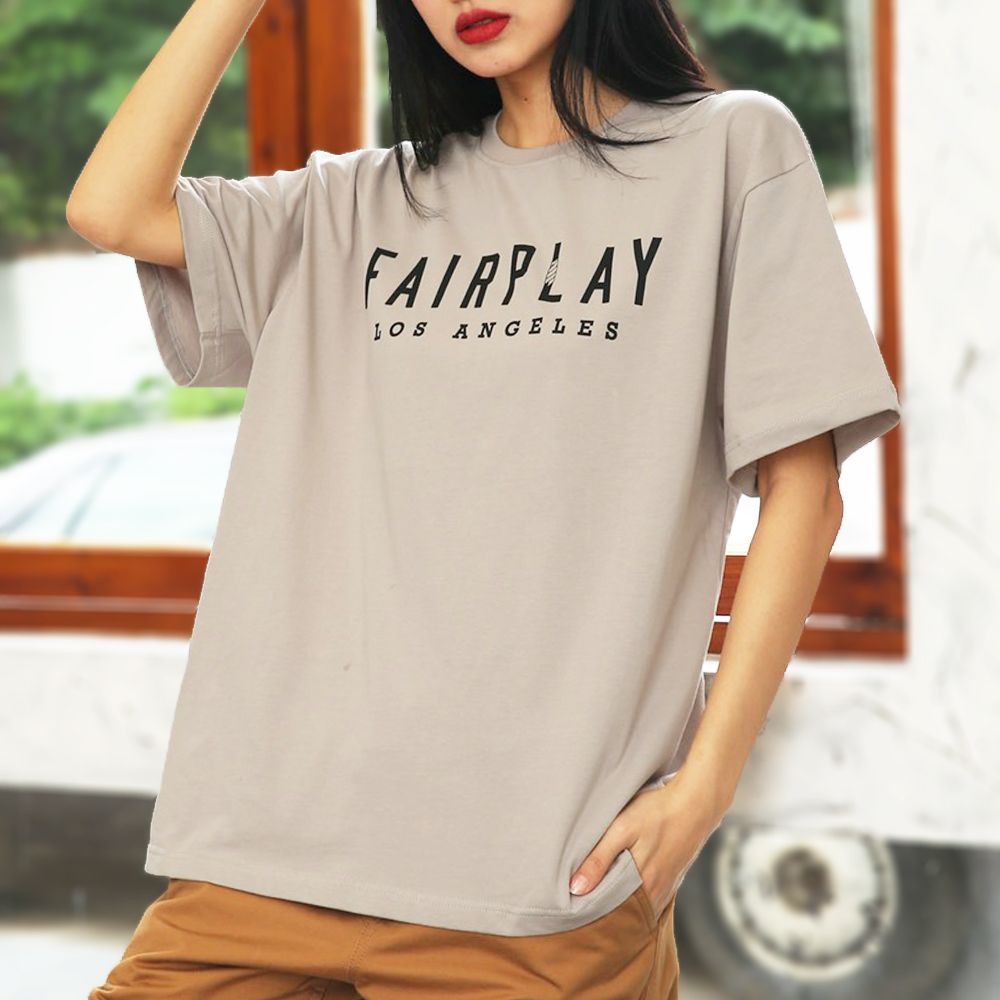 FairPlay Logo 黑/白/灰/米 短袖T恤 純棉 寬鬆 落肩 休閒 男女 美牌 上衣 短T S/S