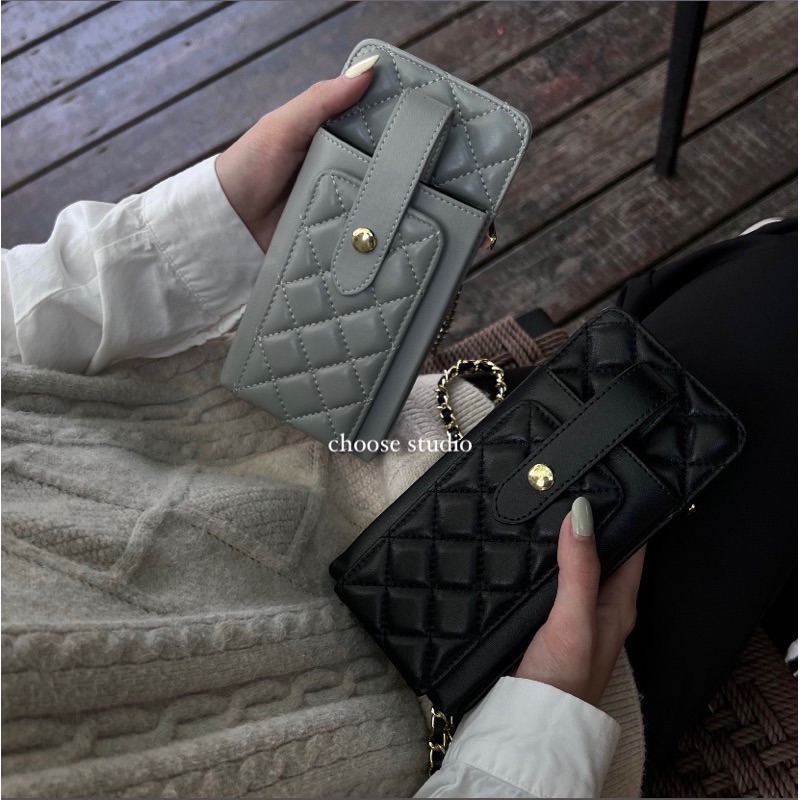 choose選品｜羊皮菱格手機包