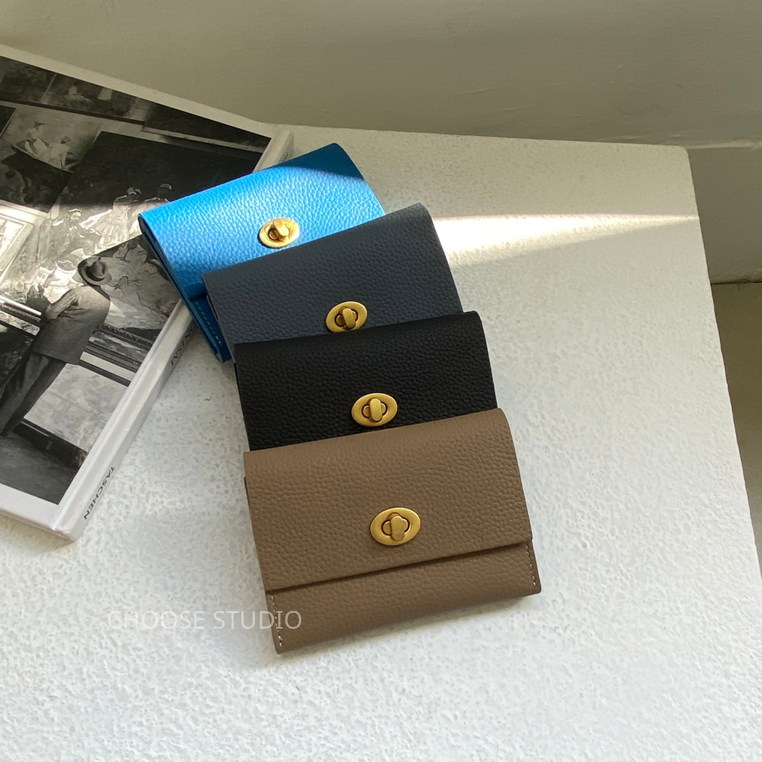 choose選品｜韓國升級版牛皮轉扣短夾/領錢卡夾