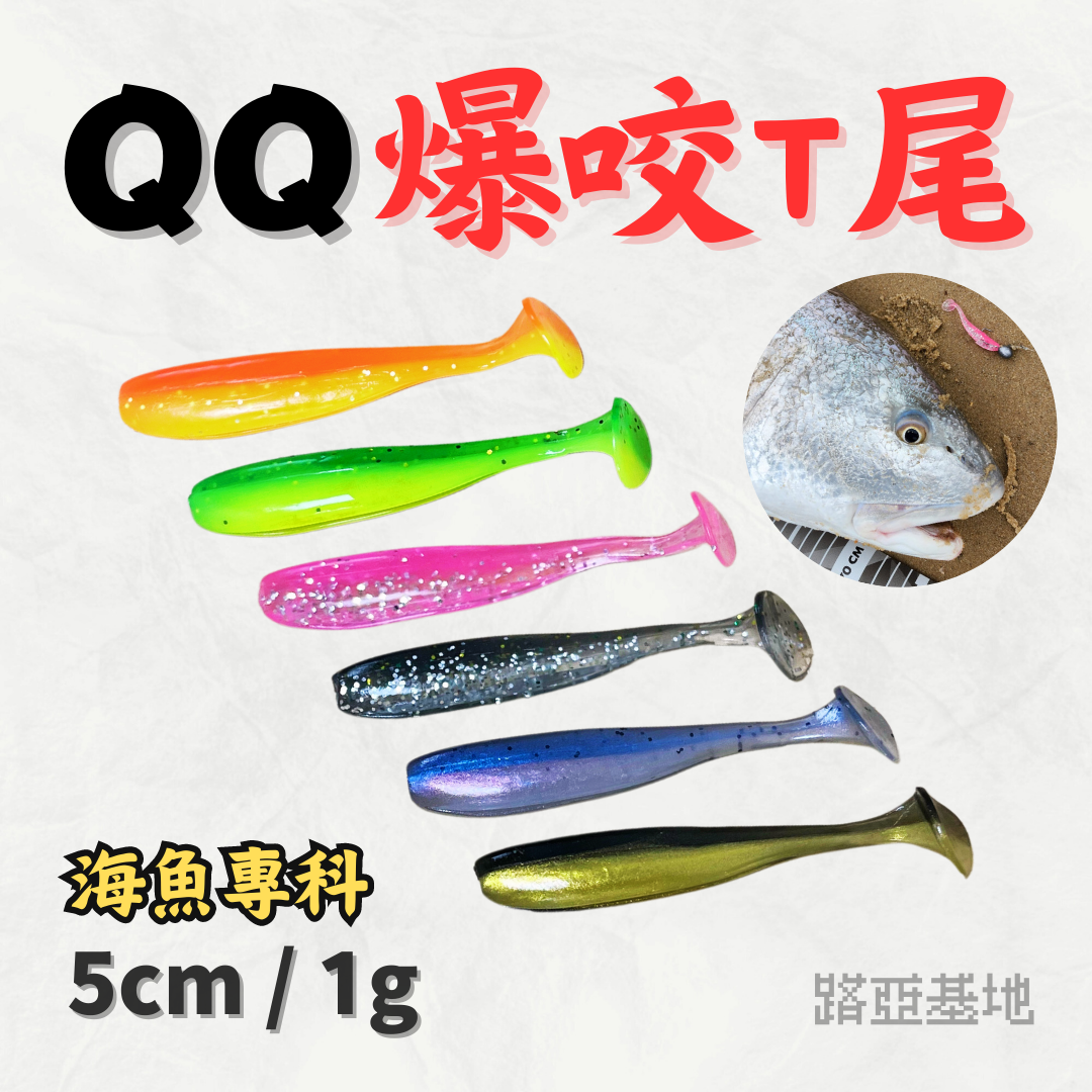 限時優惠🔥［QQ爆咬T尾］20入 5cm/1g 超軟Q材質 T尾軟蟲 鉛頭鉤 路亞軟蟲 軟蟲 RB2 汲頭鉤 路亞基地