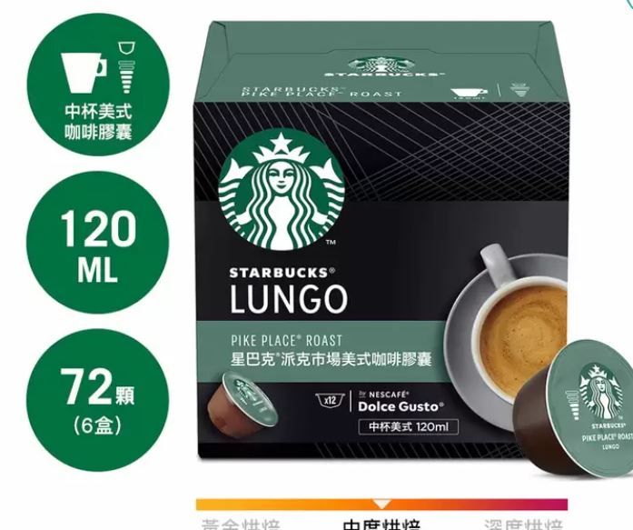 〔COSTCO黑五折扣慶〕星巴克 派克市場美式咖啡膠囊 72顆 適用NESCAFE Dolce Gusto（現貨商品）
