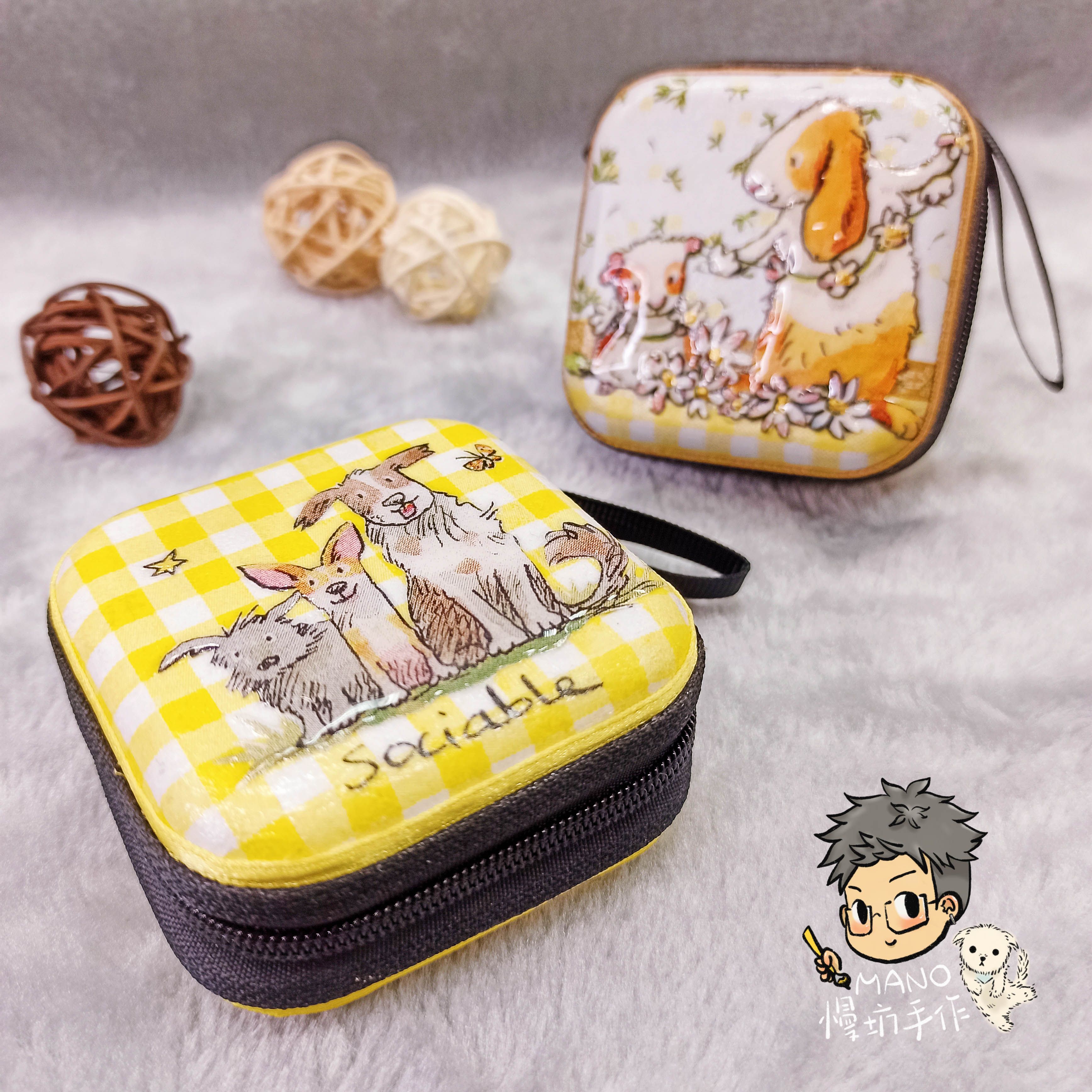 【手工禮物】 卡通系列–繽紛色系 馬口鐵小型收納盒 耳機殼