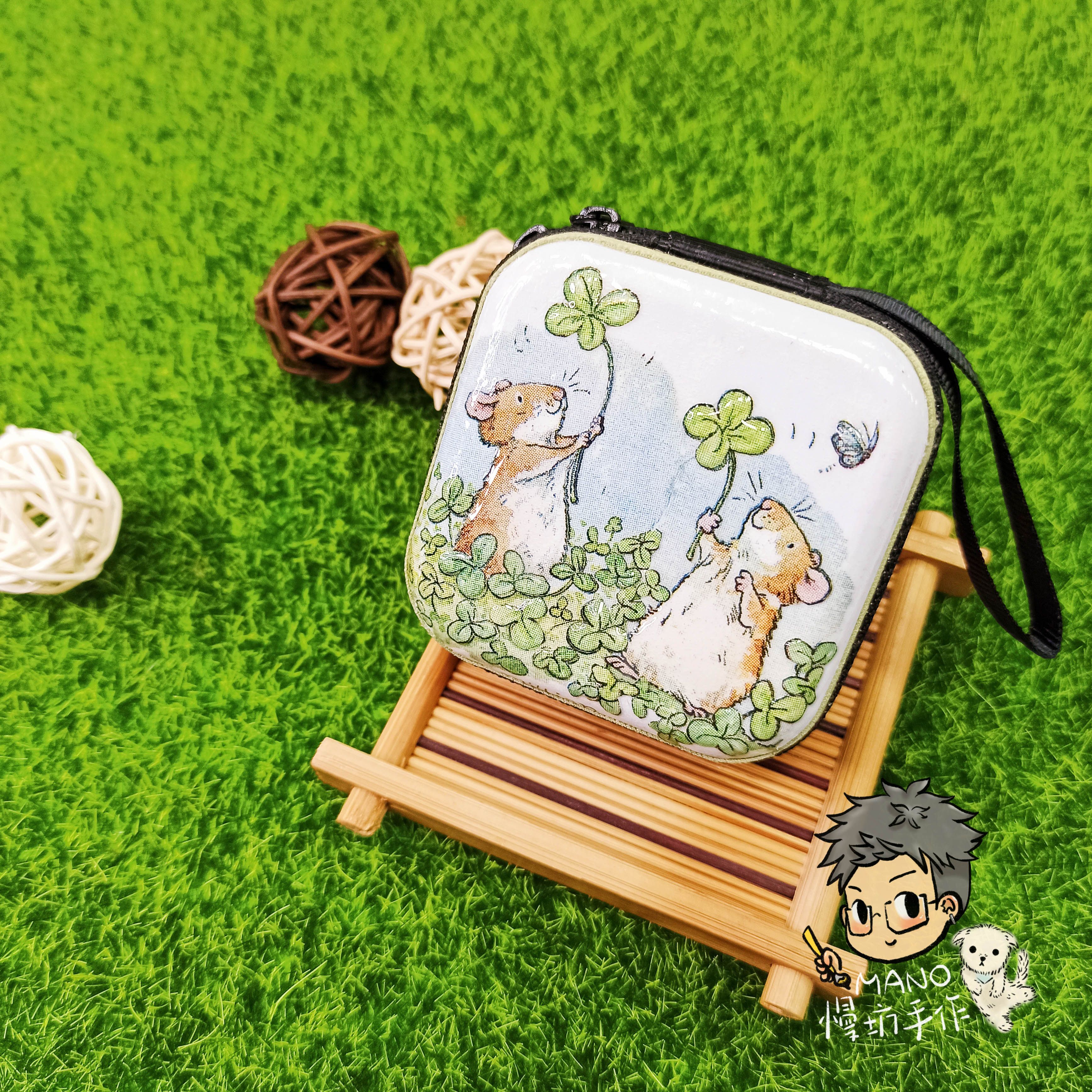 【手工禮物】 卡通系列–清新綠 馬口鐵小型收納盒 耳機殼