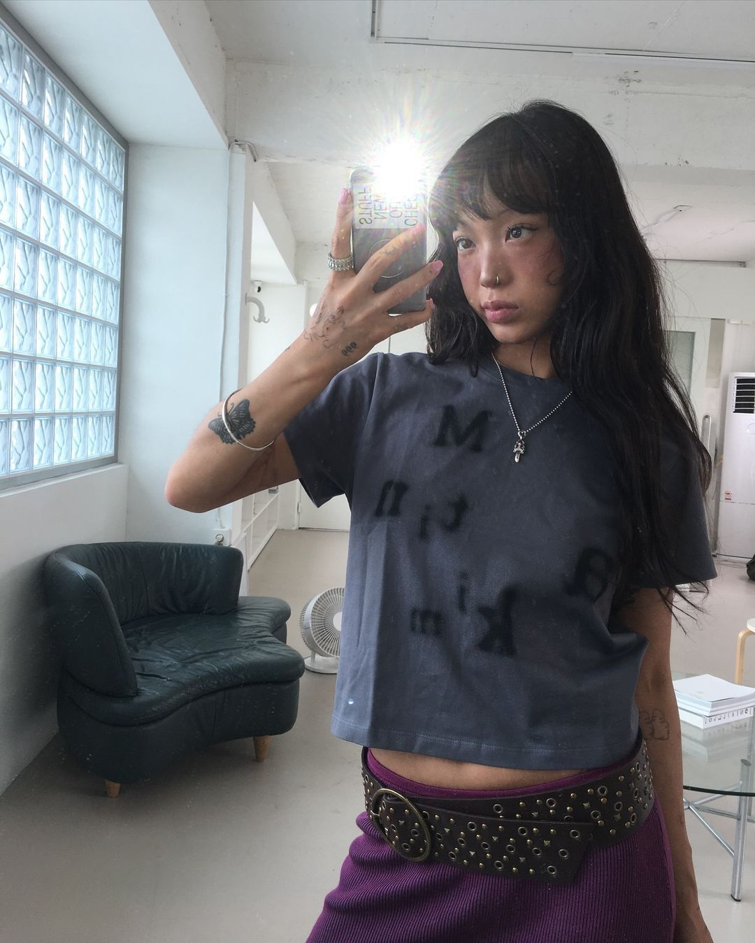 MATIN KIM MATIN BLURRED LOGO CROP TOP