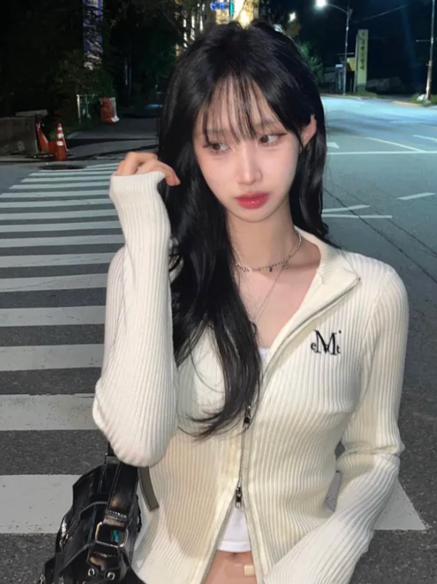 MUCENT 雙頭拉鏈修身針織外套 ORCHID CROP KNIT ZIP-UP