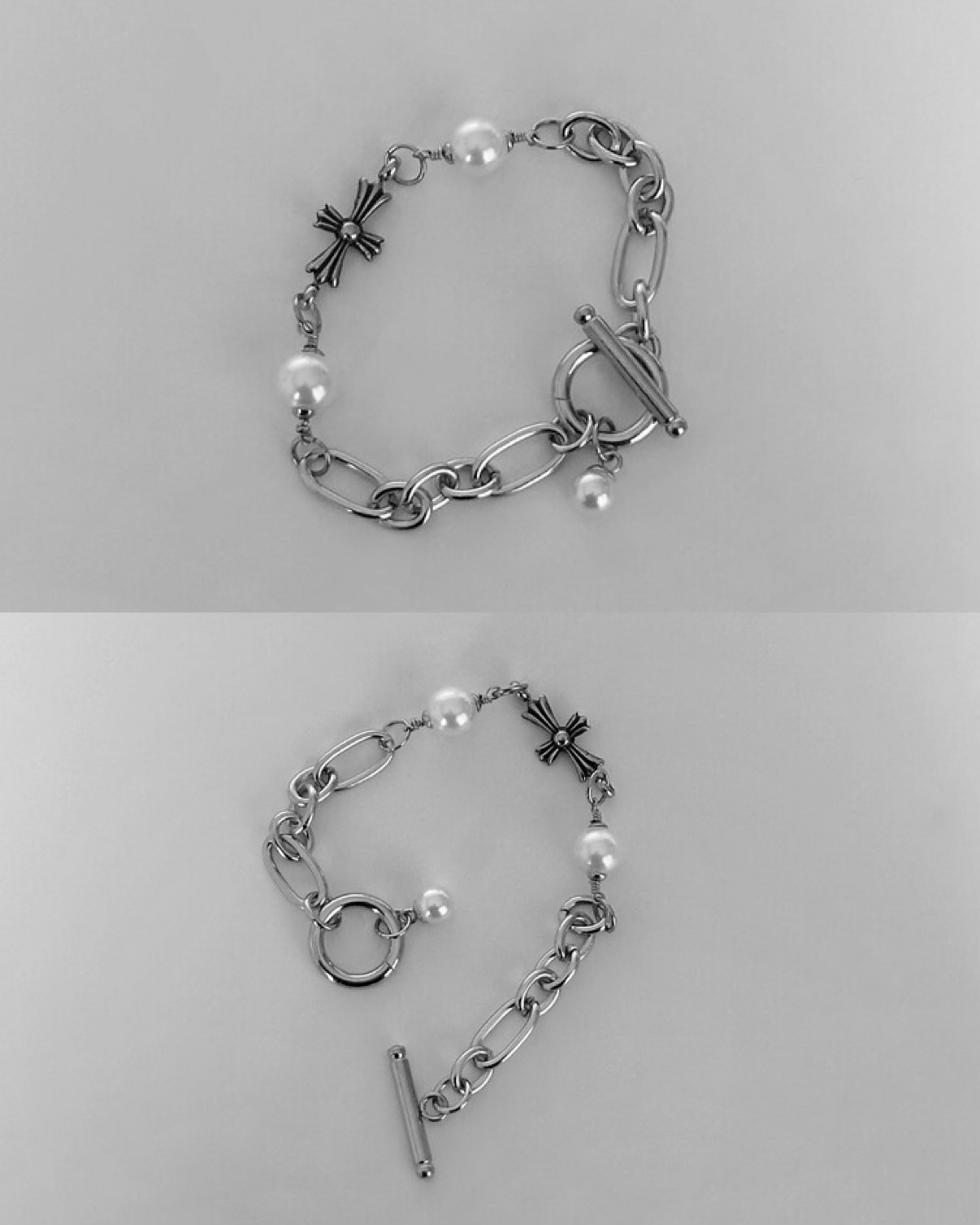 Ofuse pearl drop bracelet（cross）