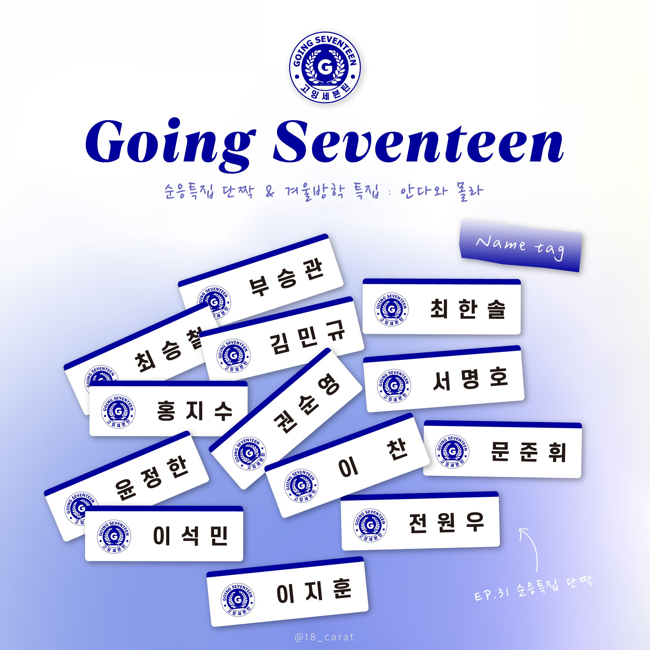 GOING SEVENTEEN 飯製名牌（藍）
