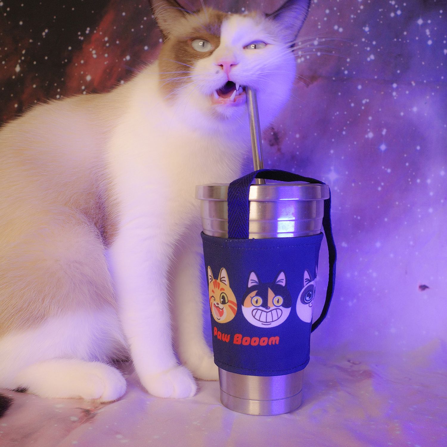 ［宇宙貓咪］宇宙猫咪大頭 環保杯套 飲料杯袋 提袋