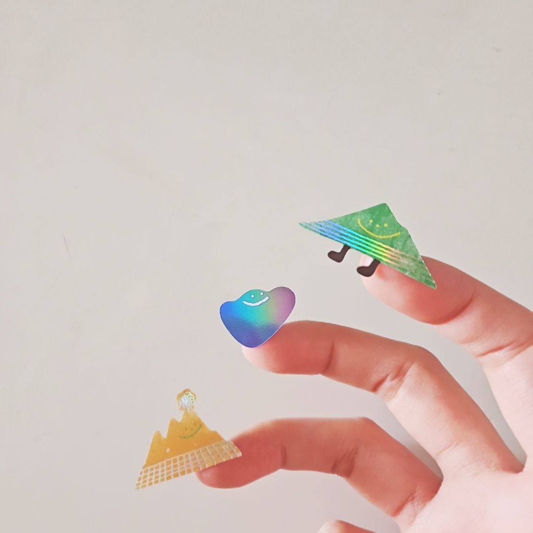 爬山的人閃亮亮 防水雷射貼紙