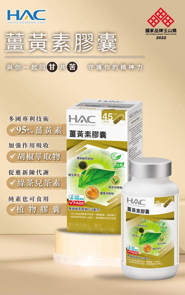 HAC 薑黃素膠囊（90粒入/瓶）