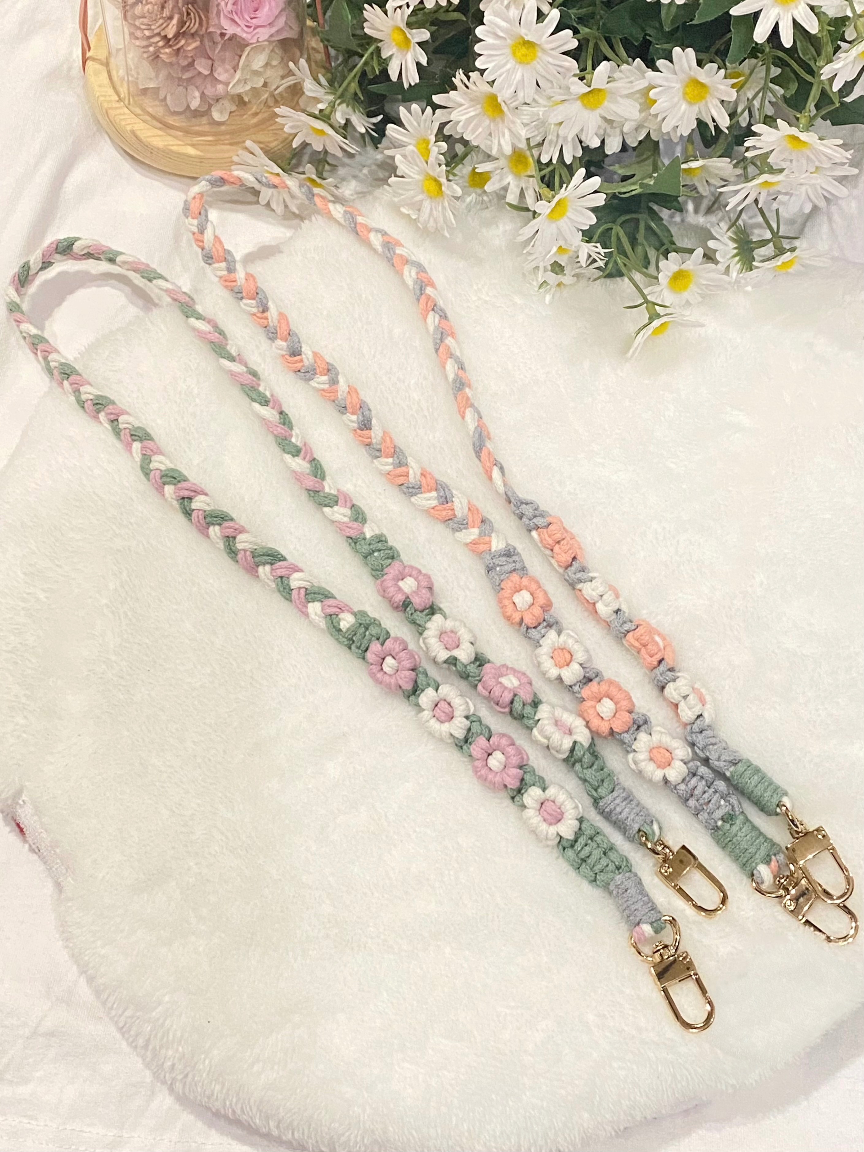 雙色花辮子短款背帶