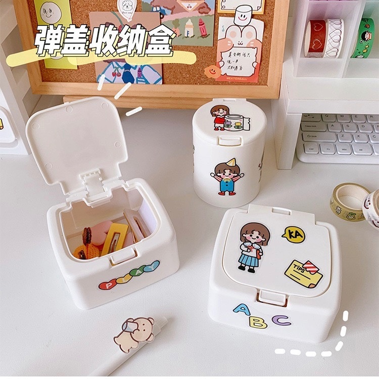 Belief°| 現貨✨ ins風彈蓋收納盒 貼紙收納 桌面收納