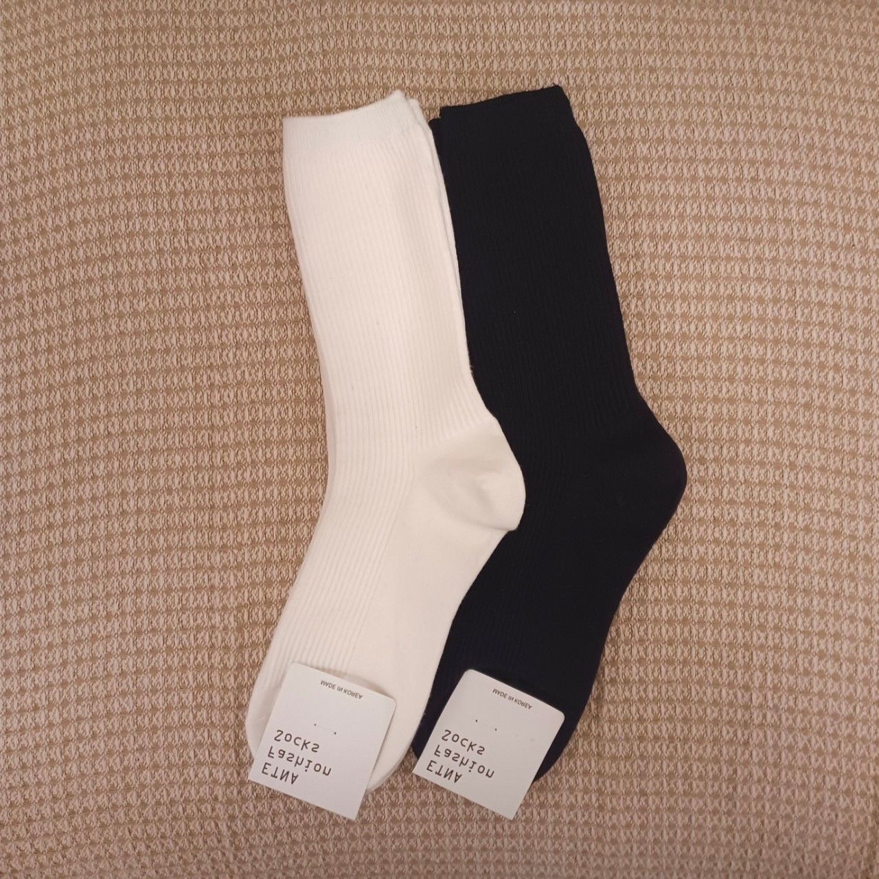 素色螺紋加長襪