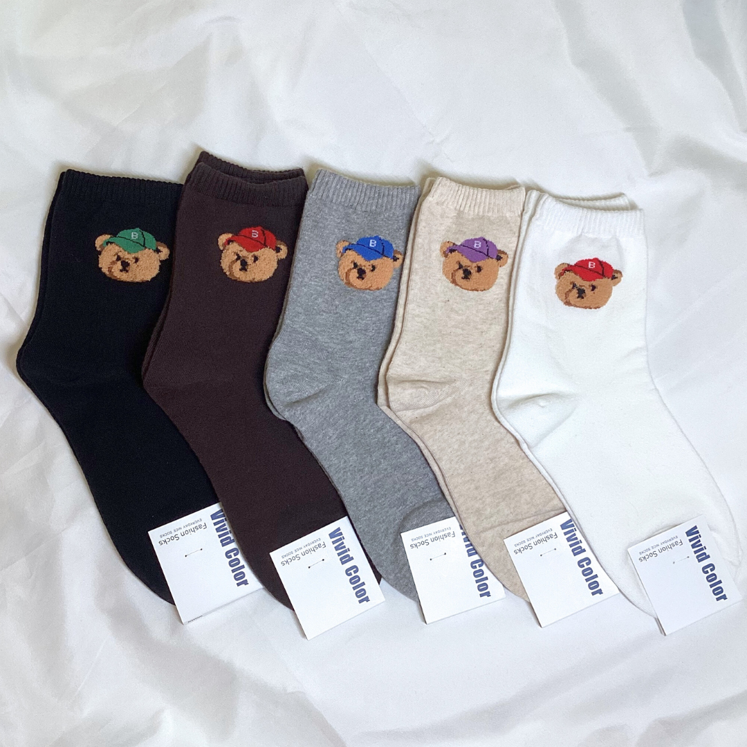 棒球帽泰迪中筒襪