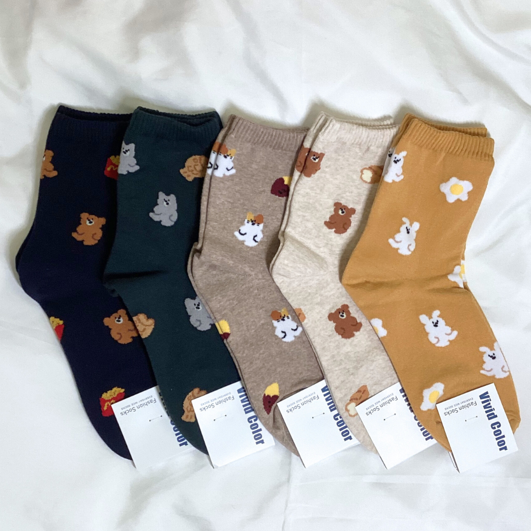 食物動物大集合中筒襪