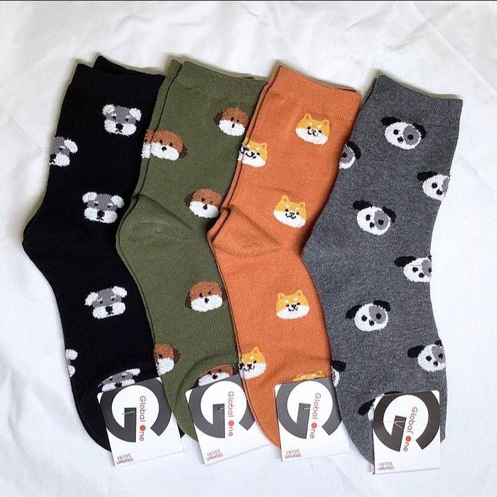 滿版毛絨狗狗中筒襪