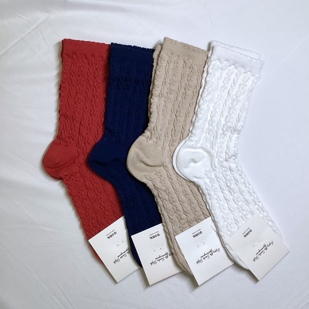 復古編織中長襪