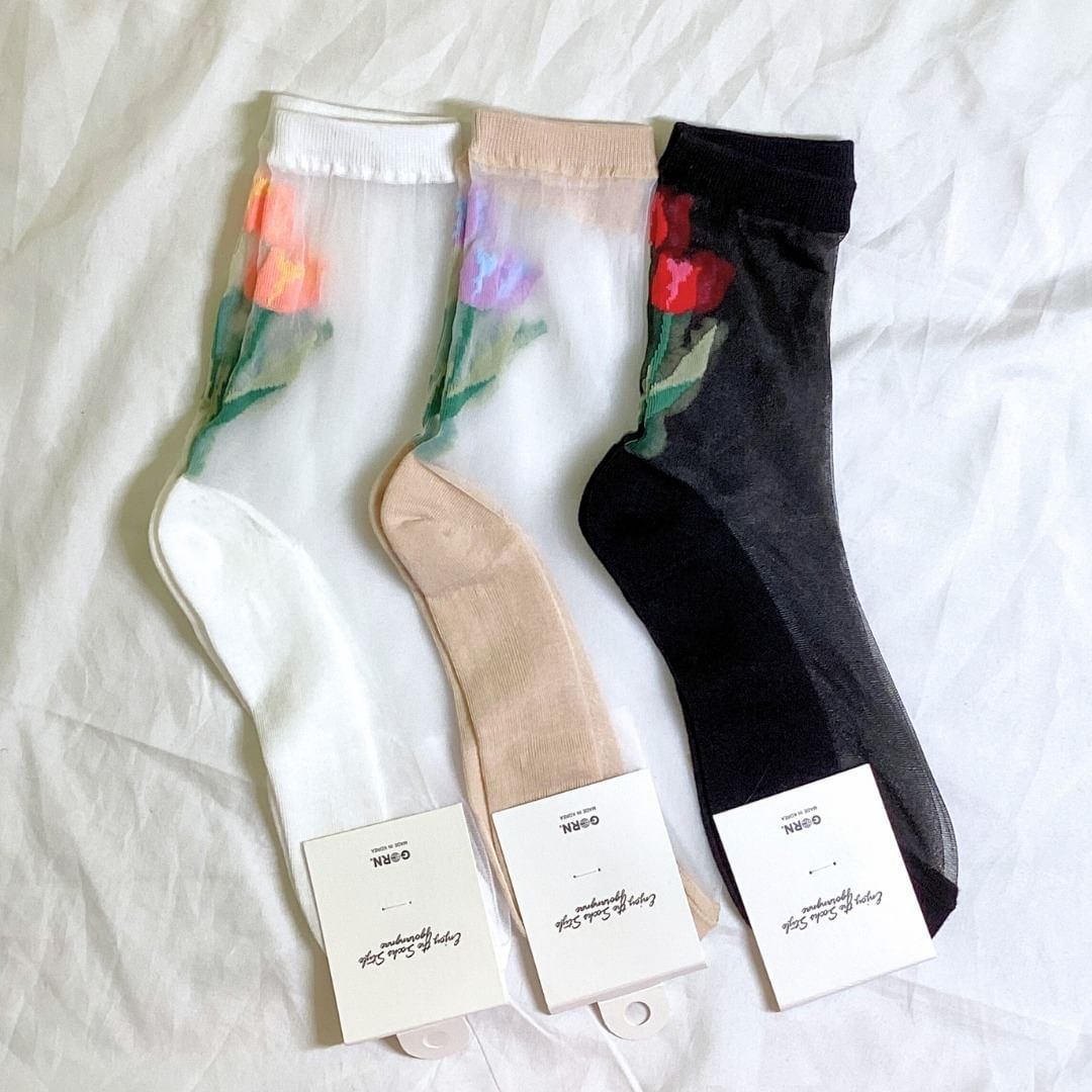 鬱金香透膚中長襪