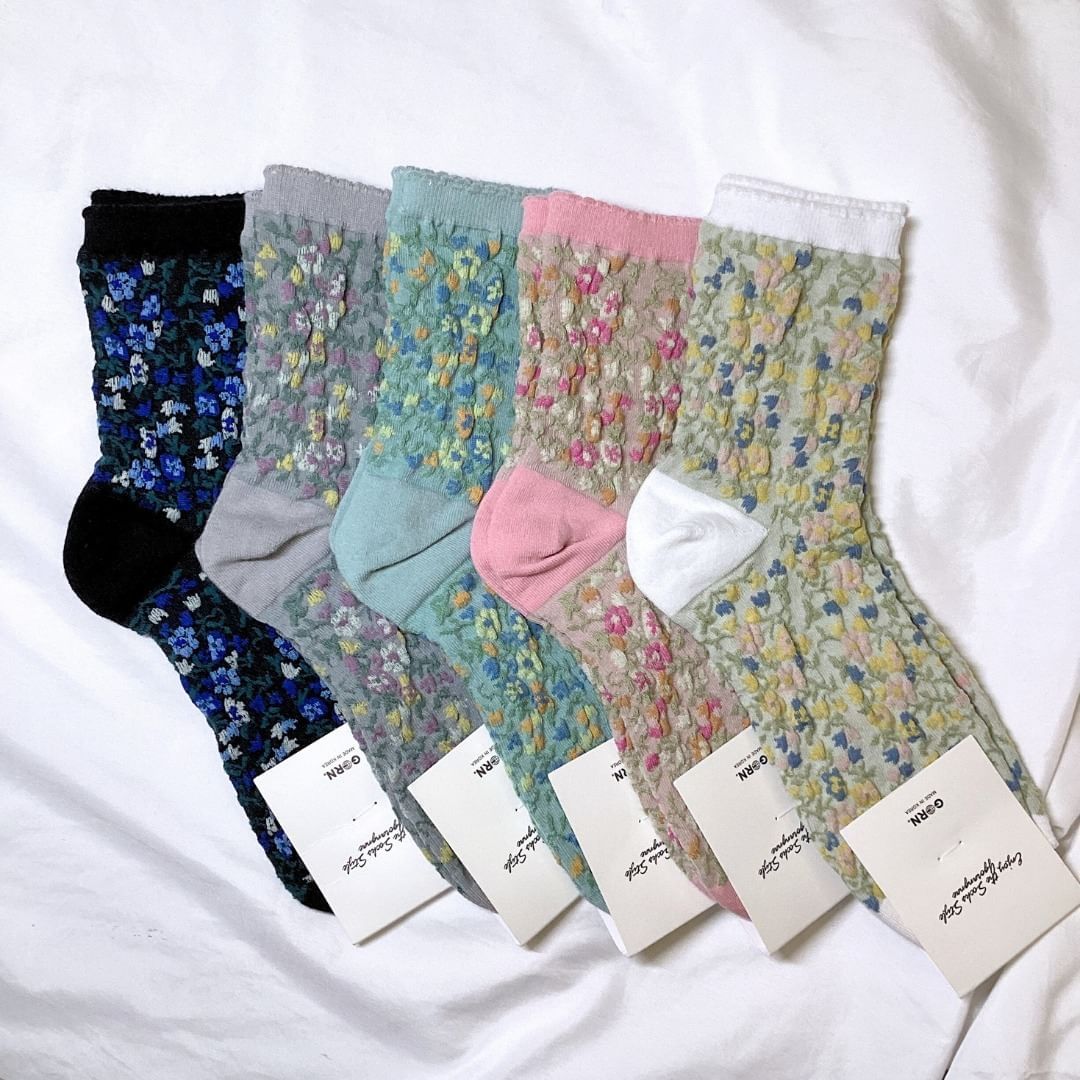 復古碎花A系列中長襪