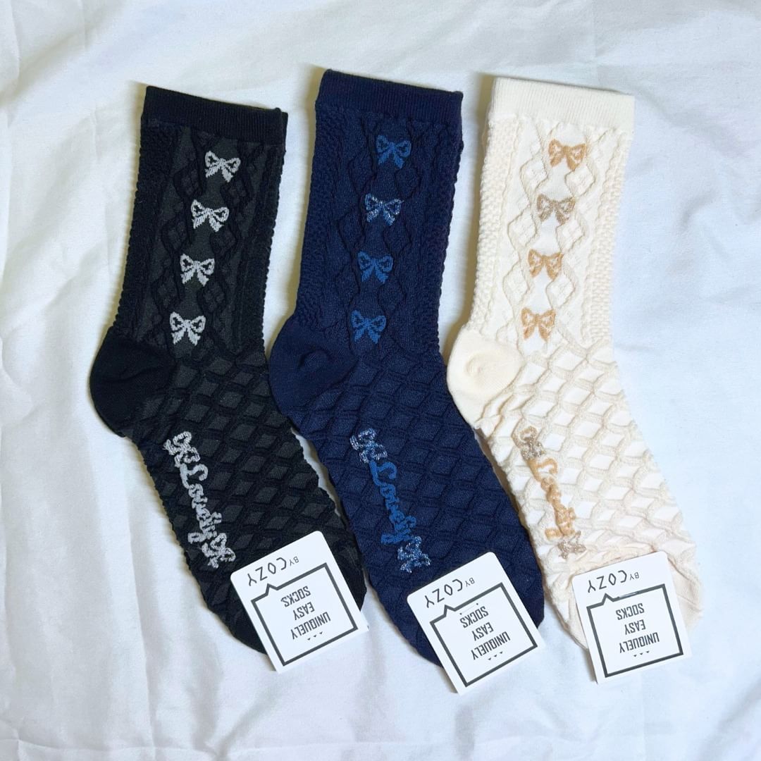 金蔥蝴蝶結中筒襪