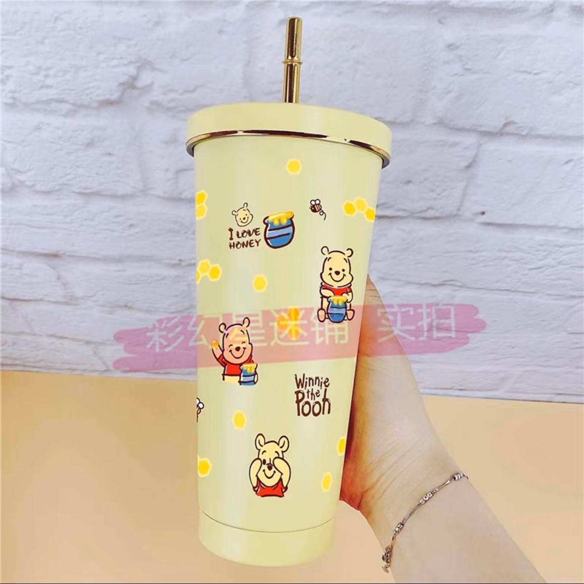 0021維尼不銹鋼吸管杯（維尼滿版）
