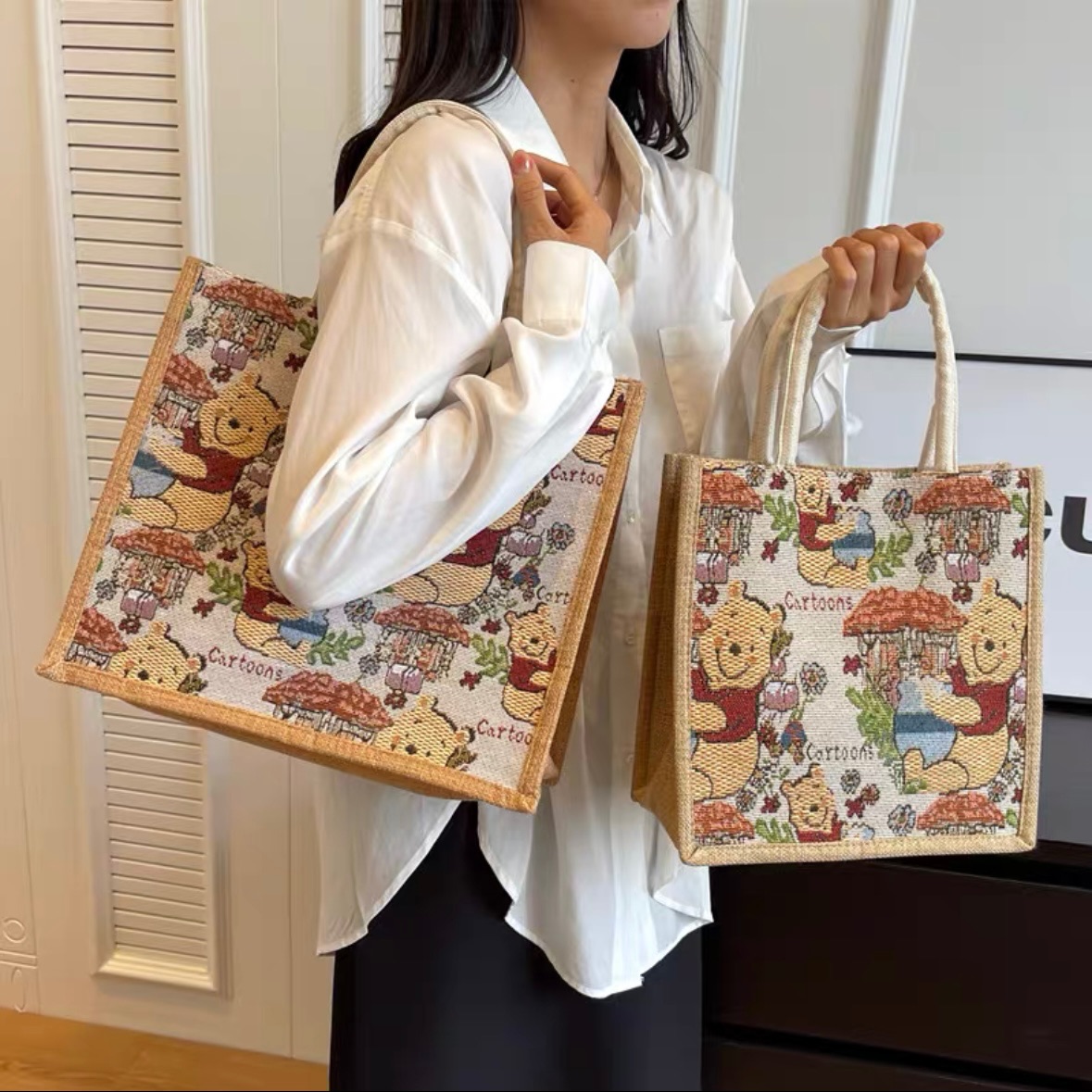 0016維尼大容量磁吸刺繡提袋