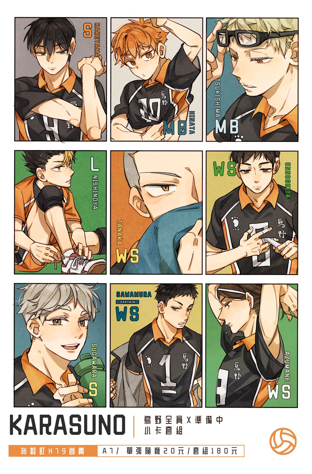 new!【排球少年】烏野全員準備中-小卡套組