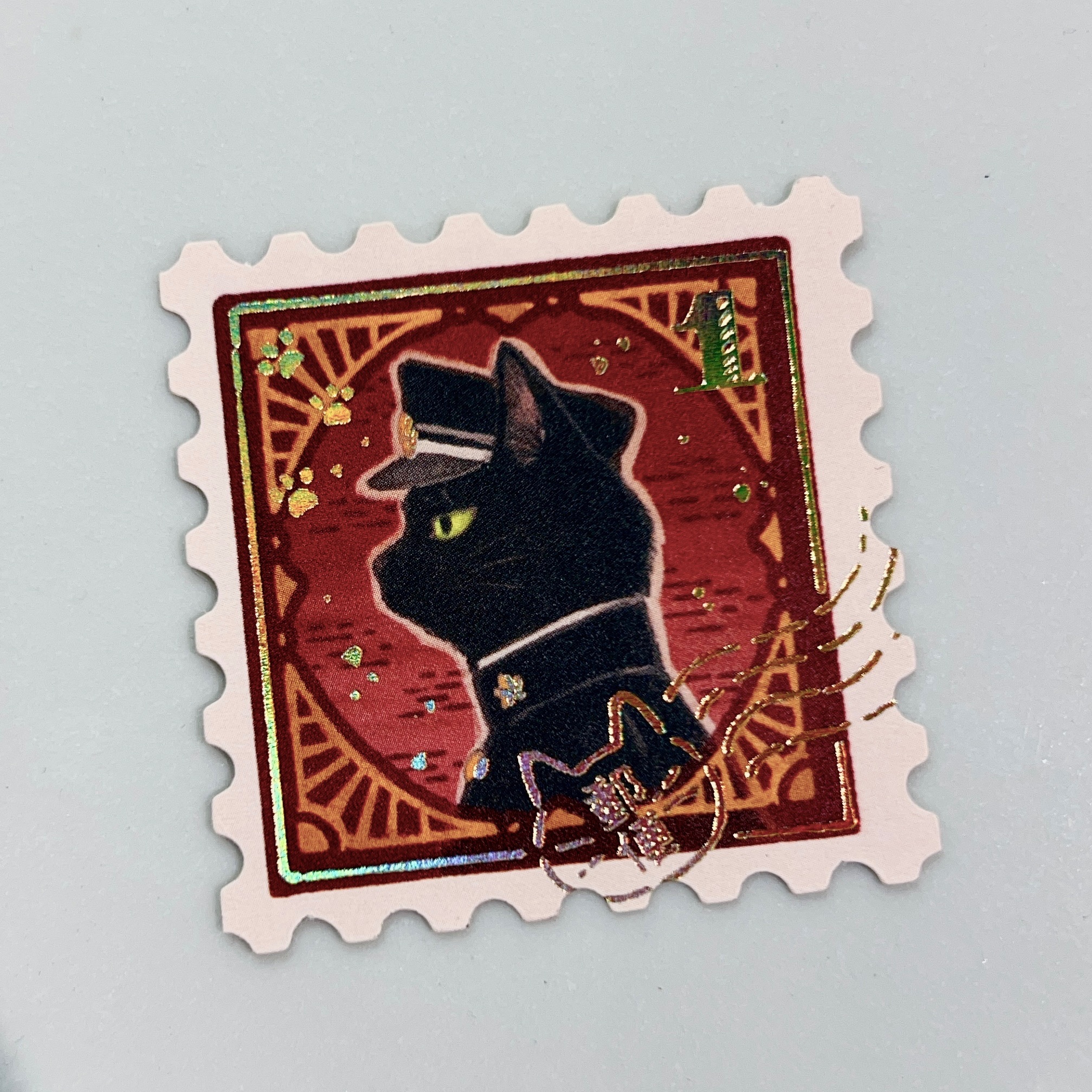 郵票貼紙-黑貓