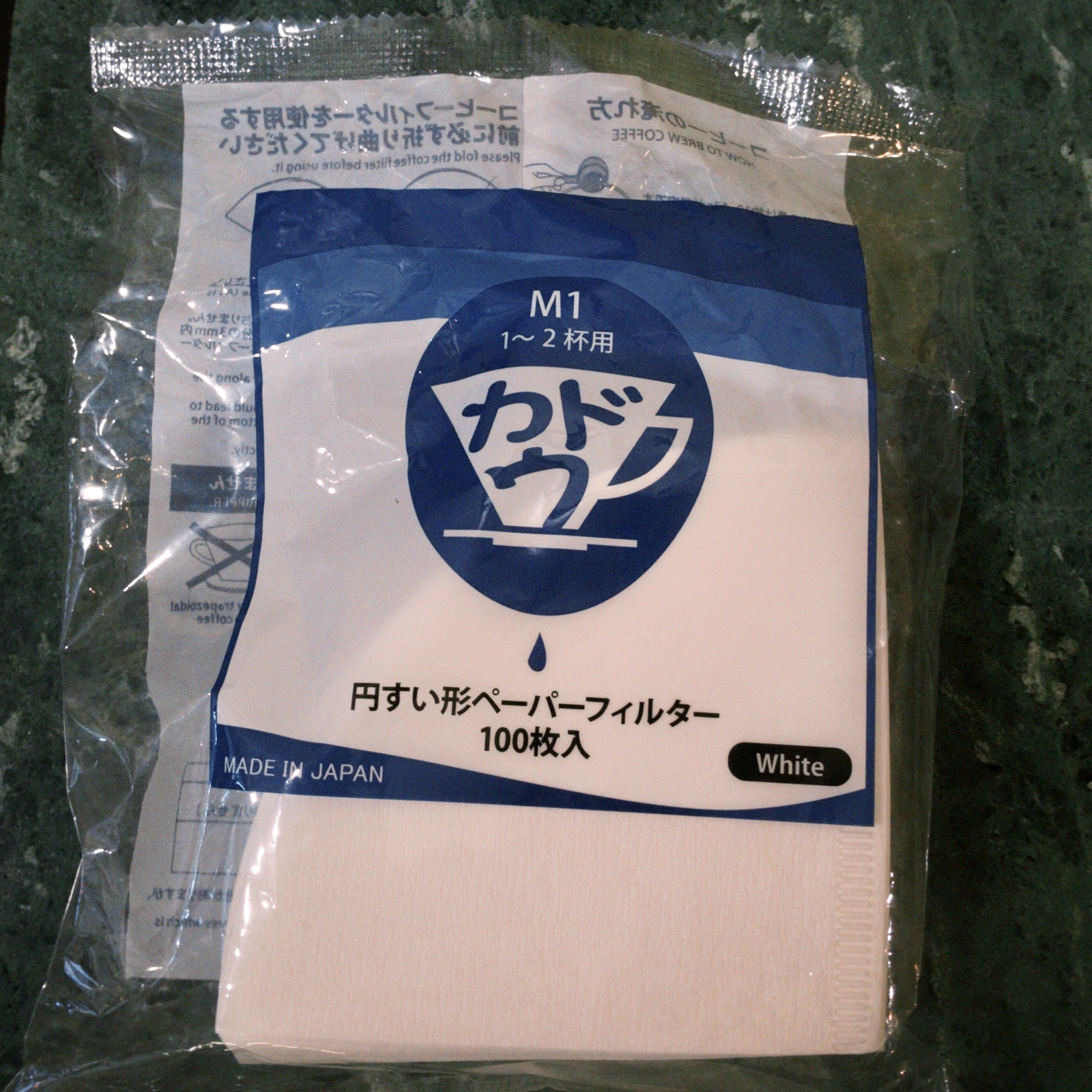 KADOU 日本製 M1酸素漂白錐形濾紙100入【1-2人用】