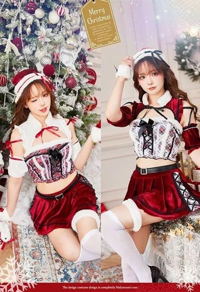 【Malymoon】プリーツベロアチェックサンタ【9785-5】