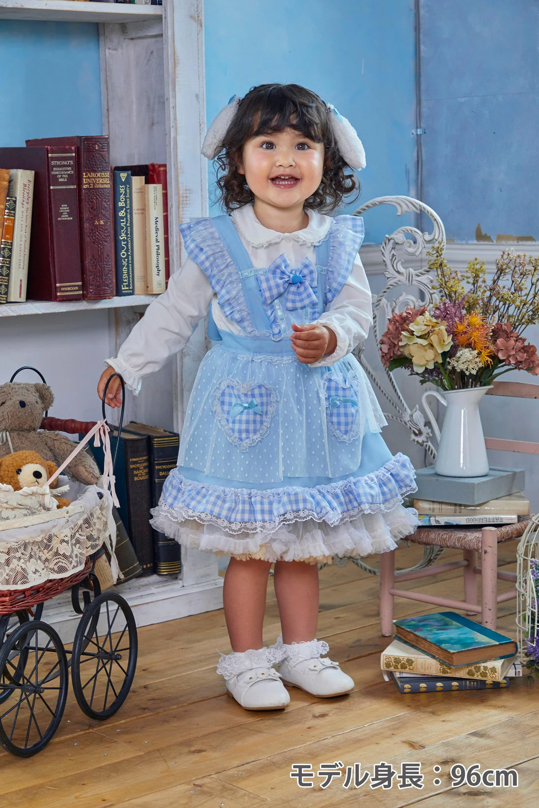 clearstone - コスプレ ハロウィン うさぎ けもみみエプロン ロップイヤー ベビー 80cmブルー