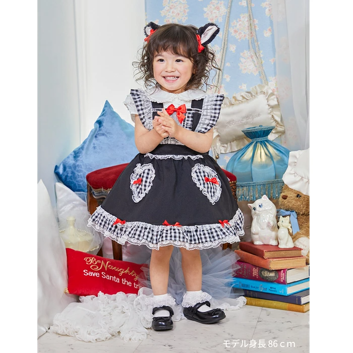 clearstone - コスプレ ハロウィン ねこ キャット けもみみエプロン キャット 80cm ベビー ブラック